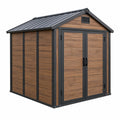 Abri de jardin 213 x 130 x 173 cm en acier brun et anthracite avec double porte - Xelmavor