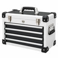 Coffret à outils 45 x 25 x 35 cm aluminium blanc et noir avec tiroirs verrouillables - Xelmavor