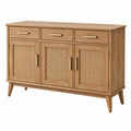 Buffet 140 x 40 x 85 cm en bois marron avec cannage style rétro - Xelmavor