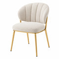 Chaise de salle à manger 55 x 59 x 80 cm en tissu bouclette écru et métal doré style contemporain - Xelmavor