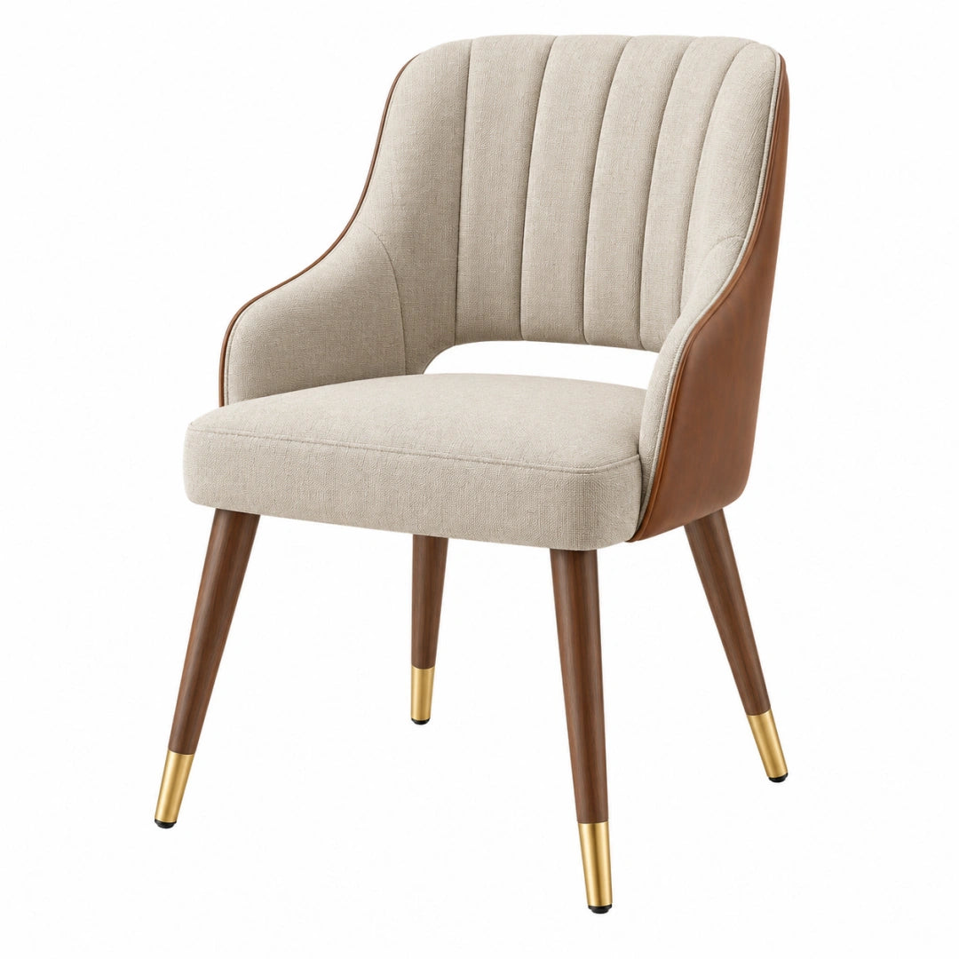 Chaise de salle à manger 60 x 62 x 86 cm tissu beige similicuir marron style contemporain - Xelmavor