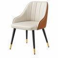 Fauteuil de salle à manger 58 x 60 x 84 cm en similicuir blanc et marron style contemporain - Xelmavor