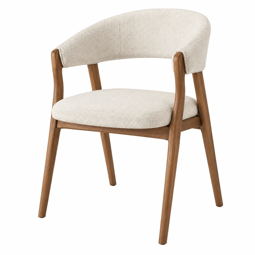 Chaise de salle à manger 58 x 60 x 78 cm en bois et tissu bouclette beige style contemporain - Xelmavor