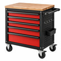 Servante d'atelier 77 x 46 x 95 cm en acier noir et rouge avec plan de travail en bois - Xelmavor