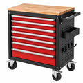 Servante d'atelier 77 x 46 x 96 cm en métal noir rouge avec plateau en bois et 7 tiroirs - Xelmavor