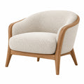 Fauteuil 80 x 76 x 78 cm en tissu bouclette écru et bois naturel style contemporain - Xelmavor
