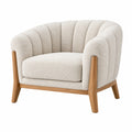 Fauteuil 85 x 78 x 75 cm en tissu bouclette ivoire et bois style contemporain - Xelmavor