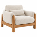 Fauteuil 100 x 90 x 78 cm en tissu bouclette écru et bois style contemporain - Xelmavor