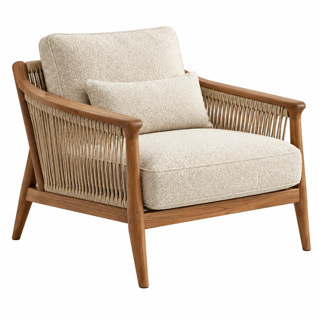 Fauteuil 78 x 84 x 80 cm en bois brun et corde beige style naturel - Xelmavor