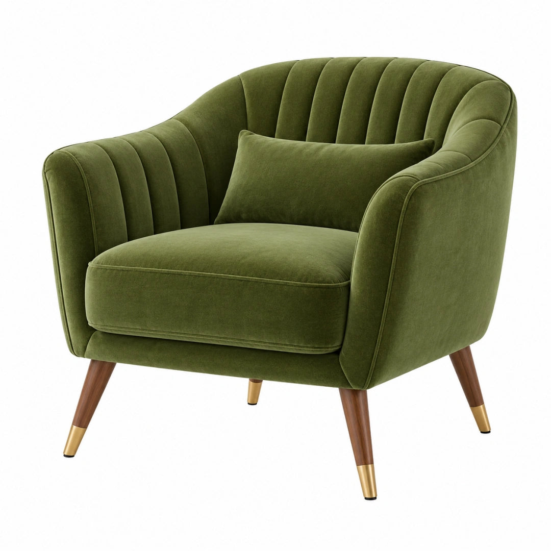 Fauteuil 85 x 82 x 86 cm en velours vert olive style Art déco - Xelmavor