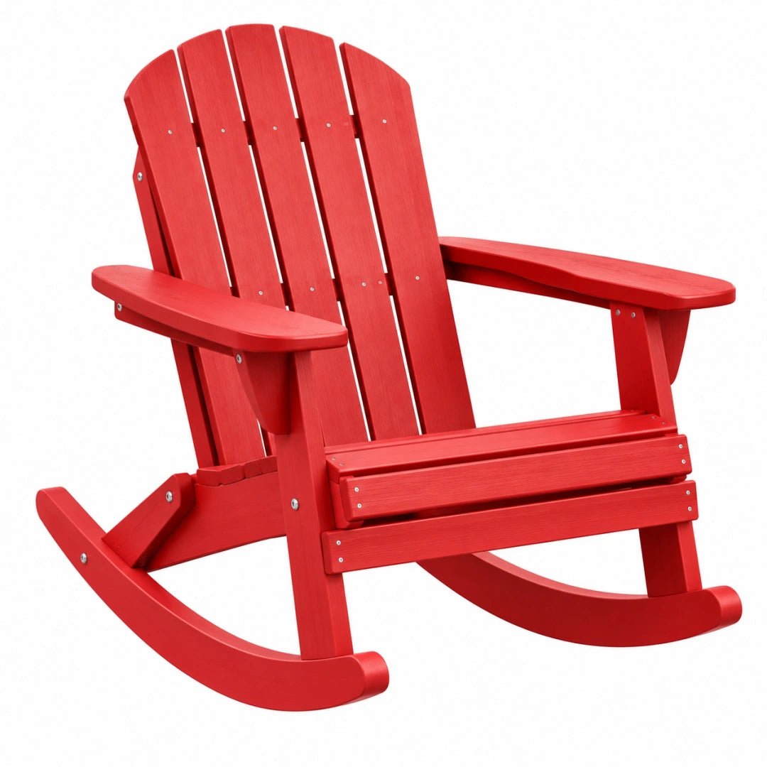 Fauteuil à bascule Adirondack 96 x 80 x 100 cm en bois rouge pour extérieur - Xelmavor