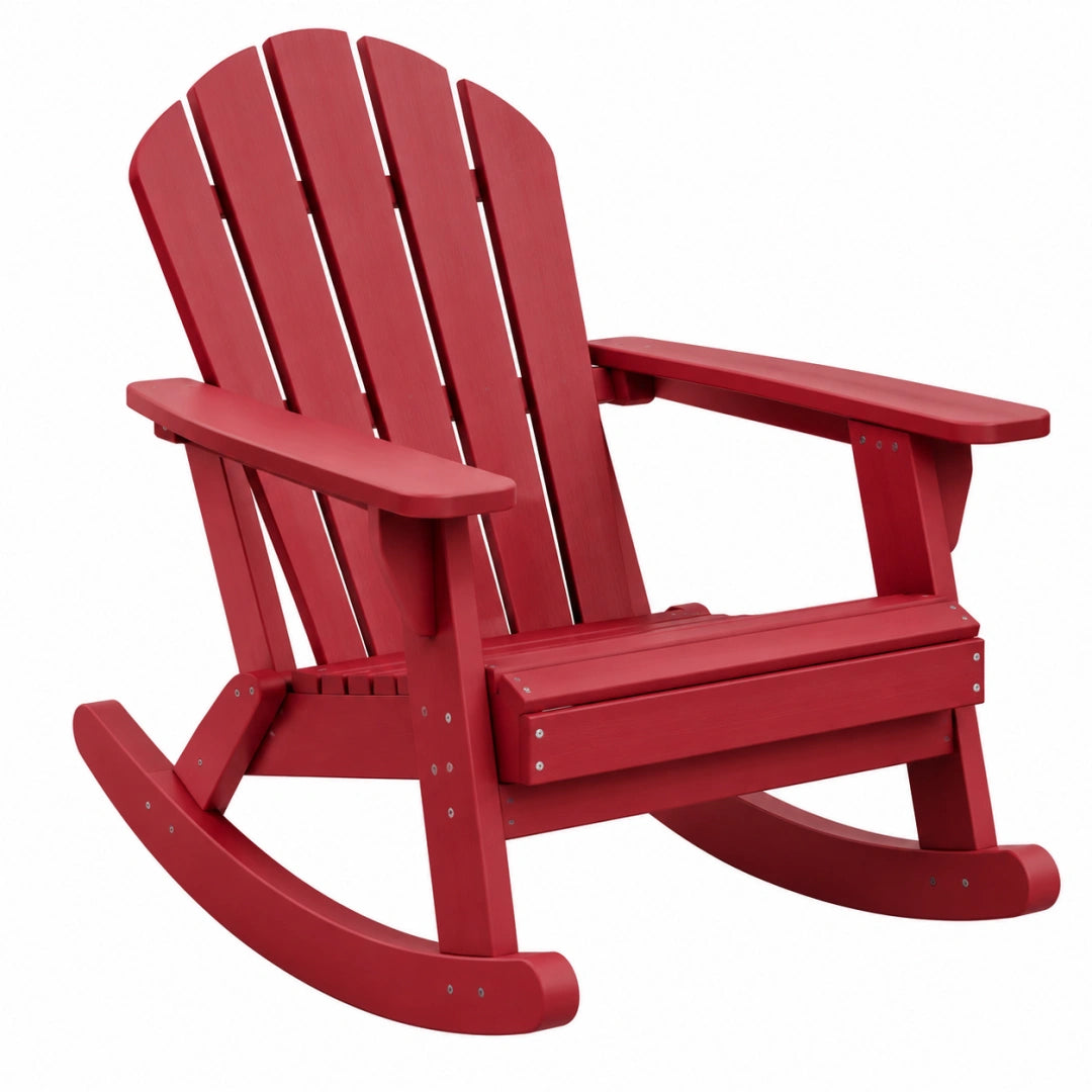 Fauteuil à bascule de jardin 98 x 78 x 102 cm en bois rouge avec accoudoirs - Xelmavor