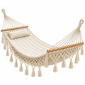 Hamac suspendu 200 x 100 cm en coton écru style bohème - Xelmavor