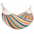 Hamac 200 x 100 cm en coton beige bleu pétrole orange moutarde à motifs tissés pour jardin - Xelmavor
