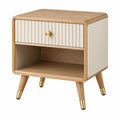 Table de chevet 45 x 40 x 55 cm en bois beige et chêne à tiroir style rétro - Xelmavor