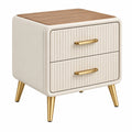 Table de chevet 50 x 40 x 55 cm en panneaux de bois blanc et bois naturel avec 2 tiroirs style moderne - Xelmavor