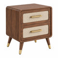 Table de chevet 45 x 40 x 55 cm en bois brun avec façades tressées style rétro - Xelmavor