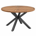 Table de jardin ronde 120 cm en bois marron et métal noir style industriel - Xelmavor