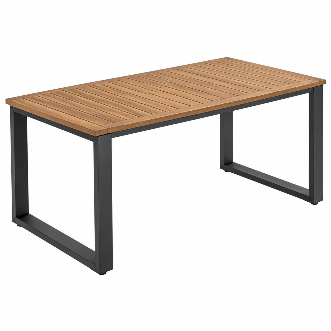 Table de jardin 200 x 100 x 75 cm en bois marron et métal noir style contemporain - Xelmavor