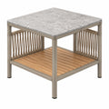 Table d'appoint extérieure 60 x 60 x 55 cm métal gris plateau effet pierre style contemporain - Xelmavor