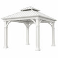 Pergola de jardin 300 x 300 x 320 cm en bois blanc avec toit métallique style pavillon - Xelmavor