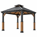 Pavillon de jardin 300 x 300 x 300 cm en métal et bois noir/marron style contemporain pour extérieur - Xelmavor