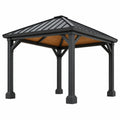 Pavillon de jardin 300 x 300 x 300 cm acier noir toit métallique style contemporain - Xelmavor