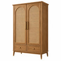 Armoire de rangement 90 x 45 x 180 cm en bois marron avec cannage style bohème - Xelmavor